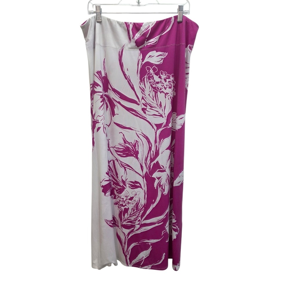 Grisbi Floral Maxi Skirt Womens Large Pink White Color Block Tropical Y2K Shift